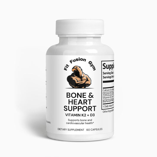 bone and heart support supplement container with vitamin k2 and d3