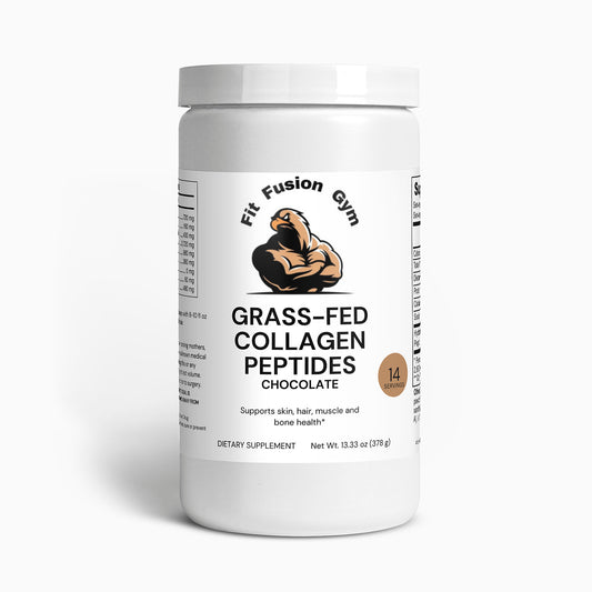 grass-fed collagen peptides chocolate flavor for skin, hair, muscle and bone health, supplement container 