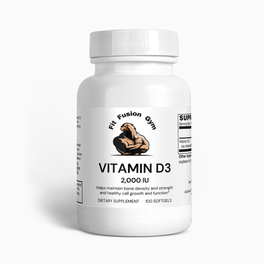 vitamin d3 2,000 IU gym and health supplement for bone density, strngth and healthy cell growth and function, supplement container 